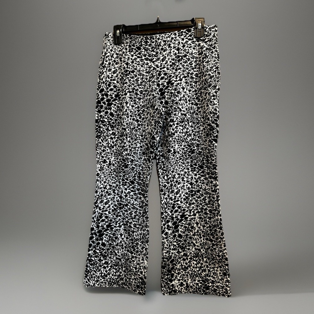Anthropologie The Margot Kick-Flare Cropped Pants by Maeve Small B&W Floral
